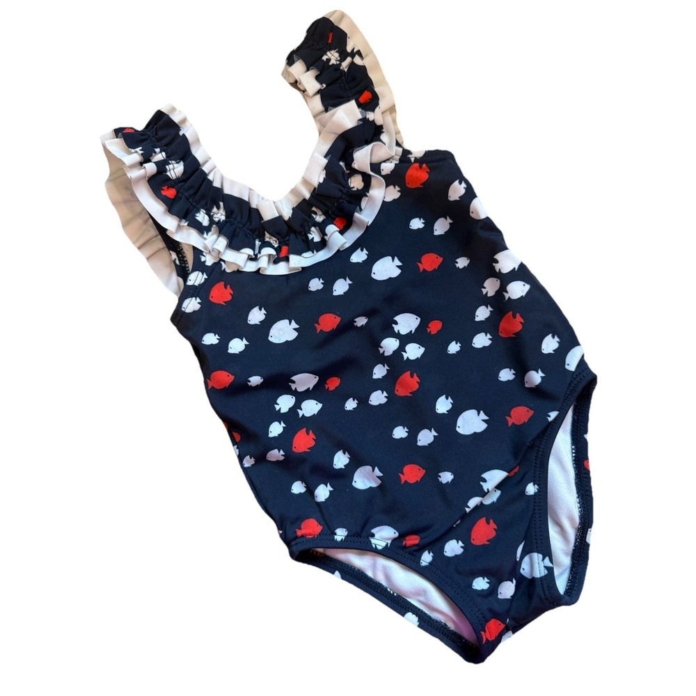 Janie & Jack Baby Girl One Piece Swimsuit 12-18 Months Patriotic Red White Blue